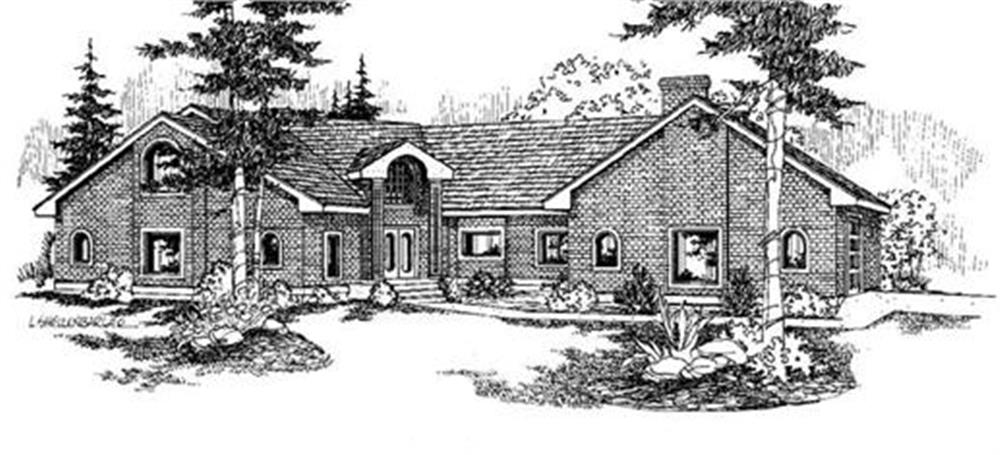 Front view of Colonial home (ThePlanCollection: House Plan #145-1641)