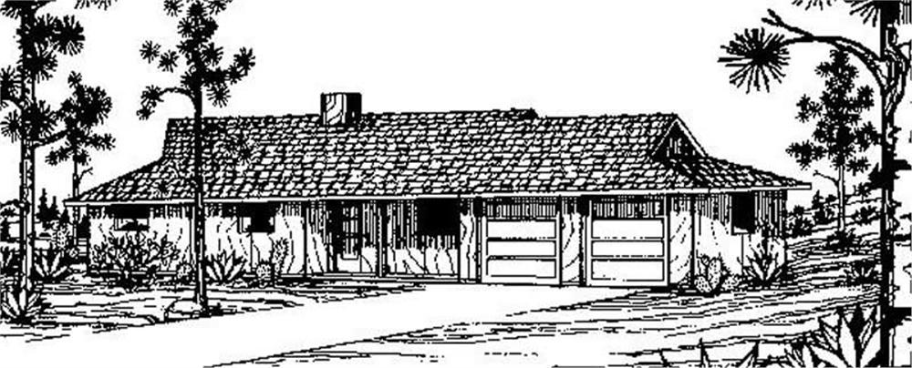 Front view of Ranch home (ThePlanCollection: House Plan #145-1644)