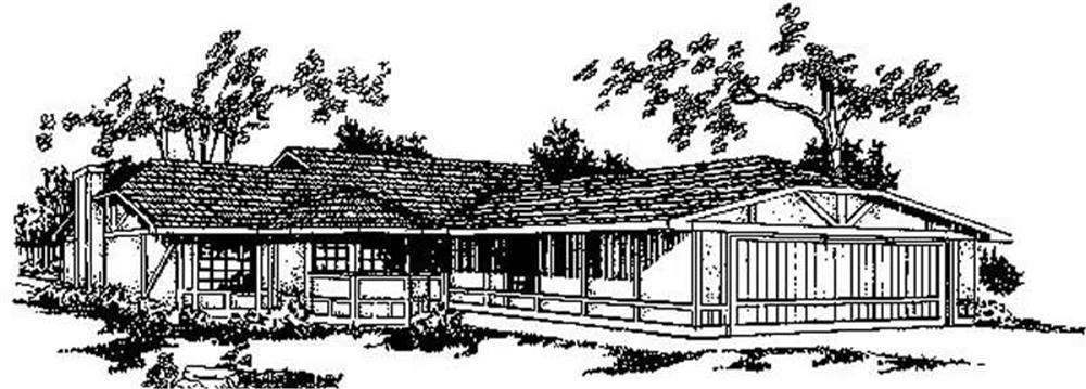 Front view of Ranch home (ThePlanCollection: House Plan #145-1647)