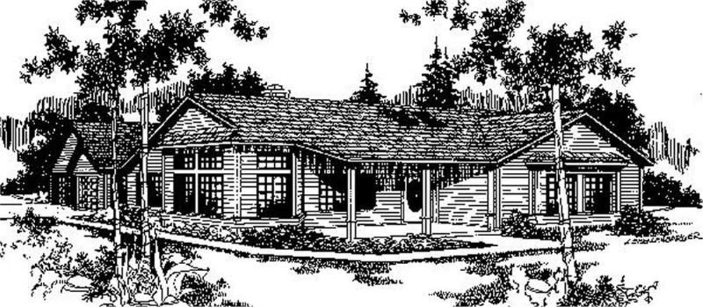 Front view of Ranch home (ThePlanCollection: House Plan #145-1648)