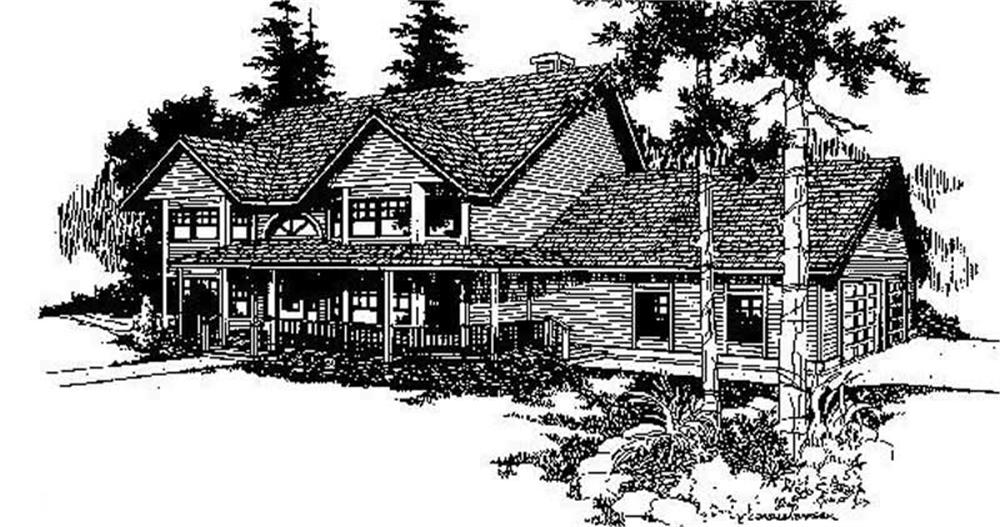 Front view of Country home (ThePlanCollection: House Plan #145-1649)