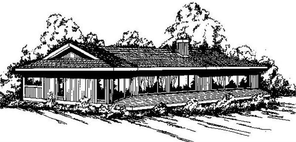 Front view of Ranch home (ThePlanCollection: House Plan #145-1652)