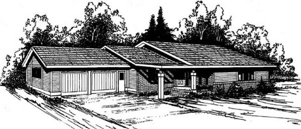 Front view of Ranch home (ThePlanCollection: House Plan #145-1657)