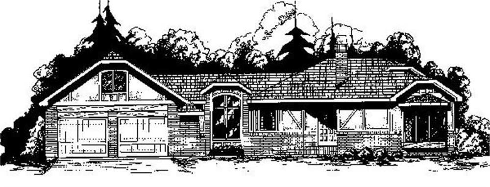 Front view of Ranch home (ThePlanCollection: House Plan #145-1658)