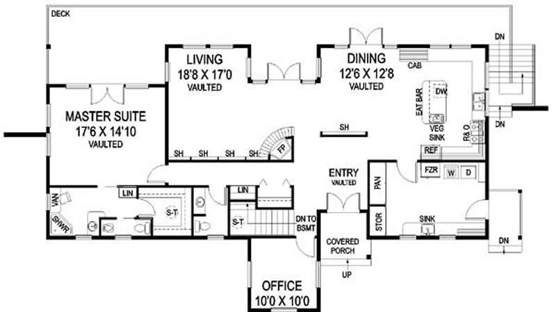 Floor Plan First Story of Ranch Plan #145-1661