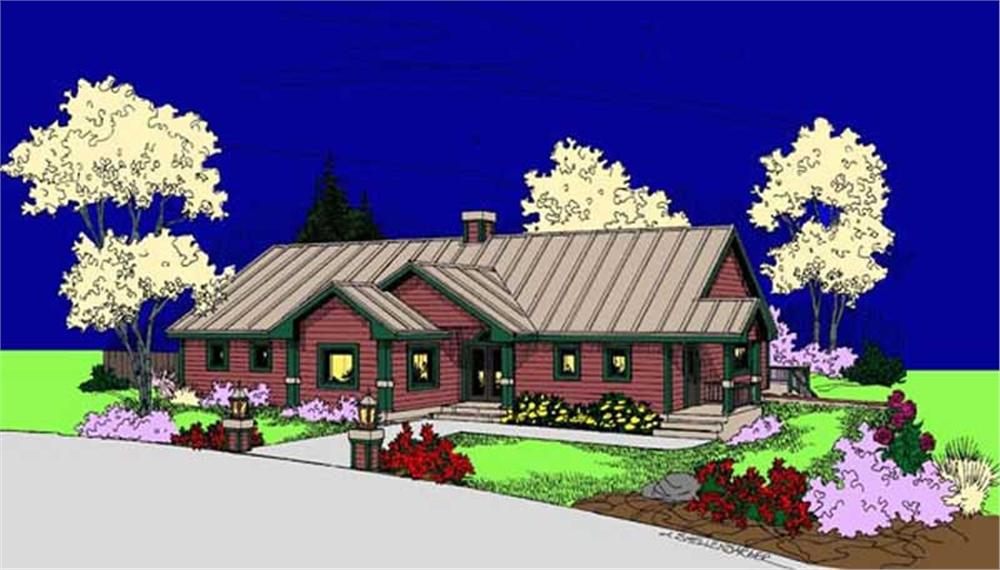 Front view of Ranch home (ThePlanCollection: House Plan #145-1661)