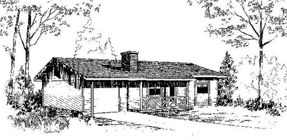 Front view of Ranch home (ThePlanCollection: House Plan #145-1665)