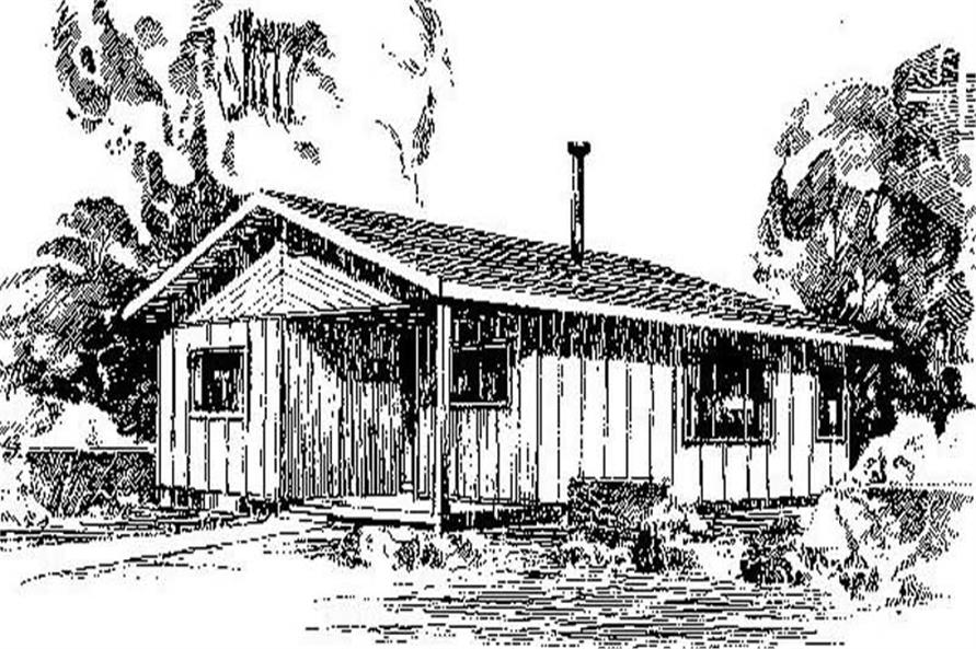 Front view of Log Cabin home (ThePlanCollection: House Plan #145-1667)