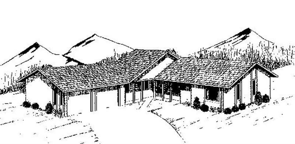 Front view of Ranch home (ThePlanCollection: House Plan #145-1668)