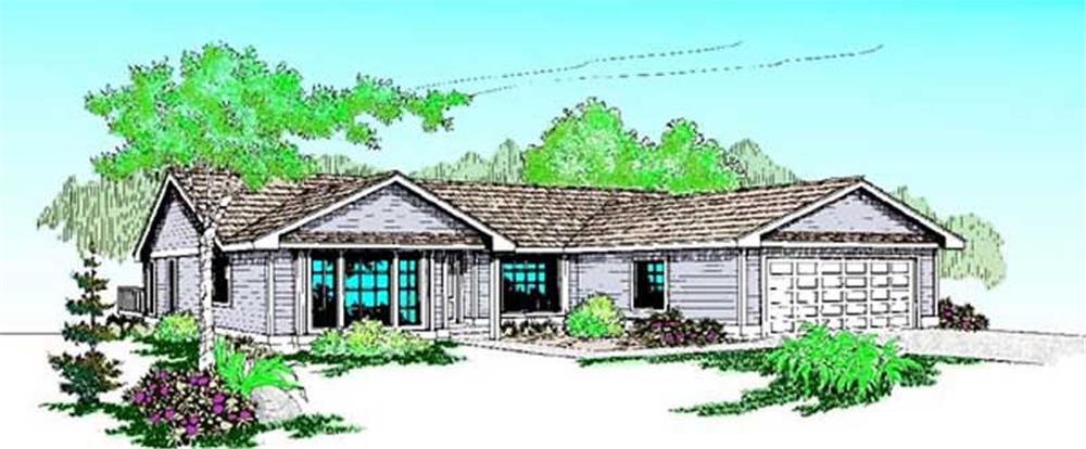 Front view of Ranch home (ThePlanCollection: House Plan #145-1671)