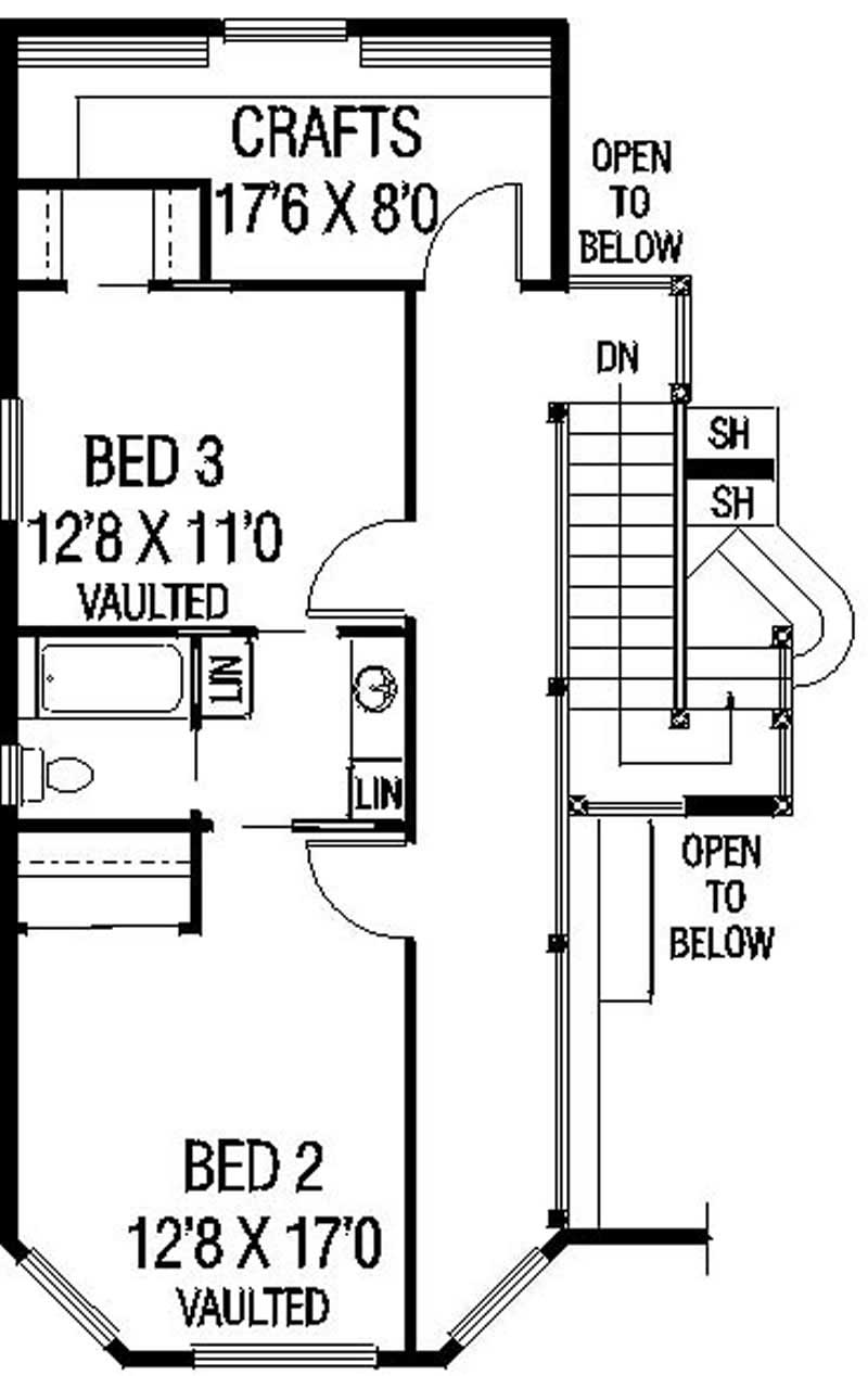 Floor Plan Second Story of Country Plan #145-1673
