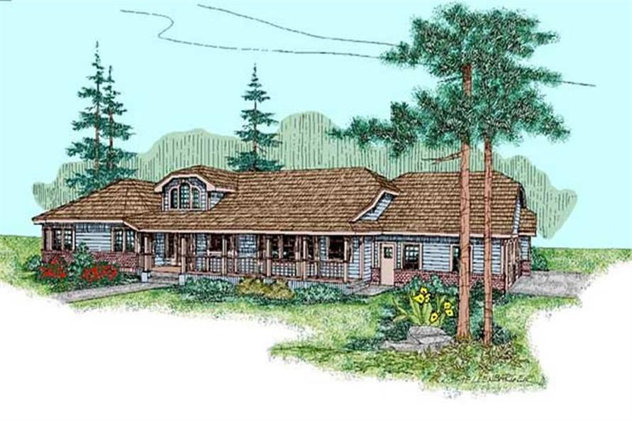 Front view of Country home (ThePlanCollection: House Plan #145-1675)
