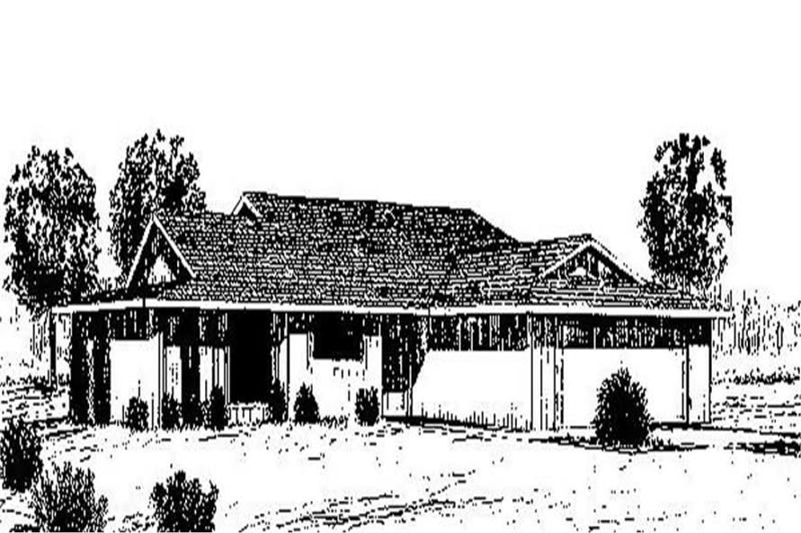 Front view of Ranch home (ThePlanCollection: House Plan #145-1682)