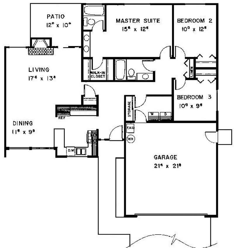 Floor Plan First Story of Ranch Plan #145-1682