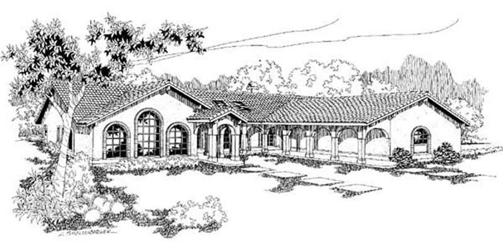 Front view of Mediterranean home (ThePlanCollection: House Plan #145-1691)