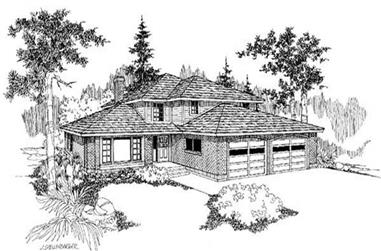 3-Bedroom, 2423 Sq Ft Contemporary House Plan - 145-1693 - Front Exterior