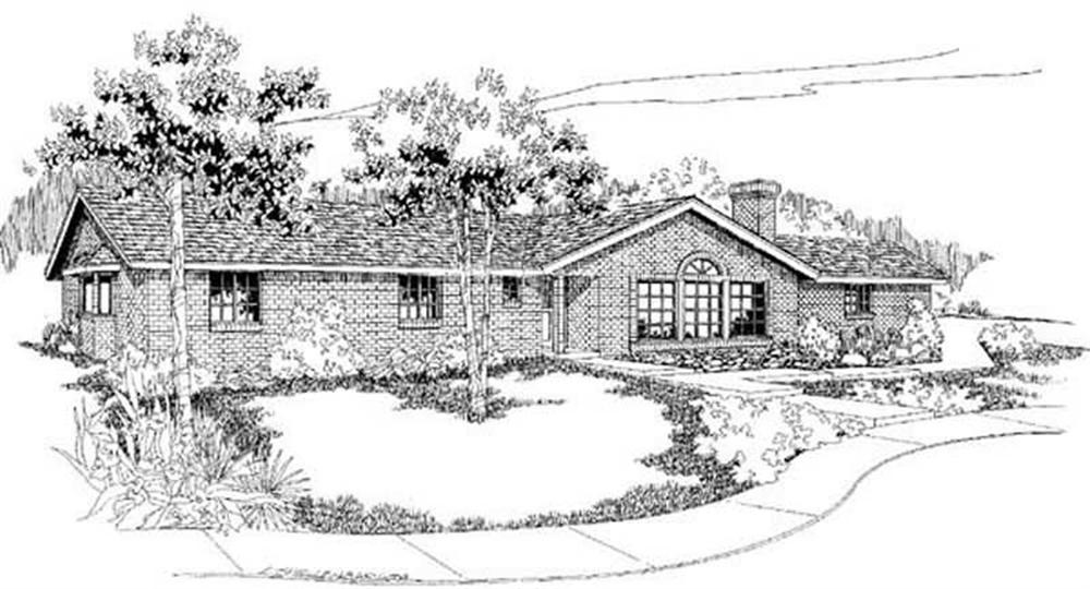 Front view of Ranch home (ThePlanCollection: House Plan #145-1694)