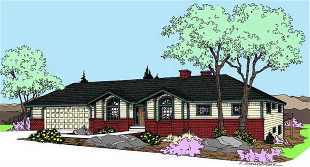 Front view of Contemporary home (ThePlanCollection: House Plan #145-1695)