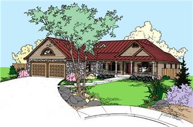 3-Bedroom, 2212 Sq Ft Country House Plan - 145-1696 - Front Exterior