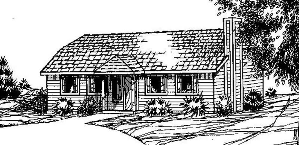 Front view of Ranch home (ThePlanCollection: House Plan #145-1697)