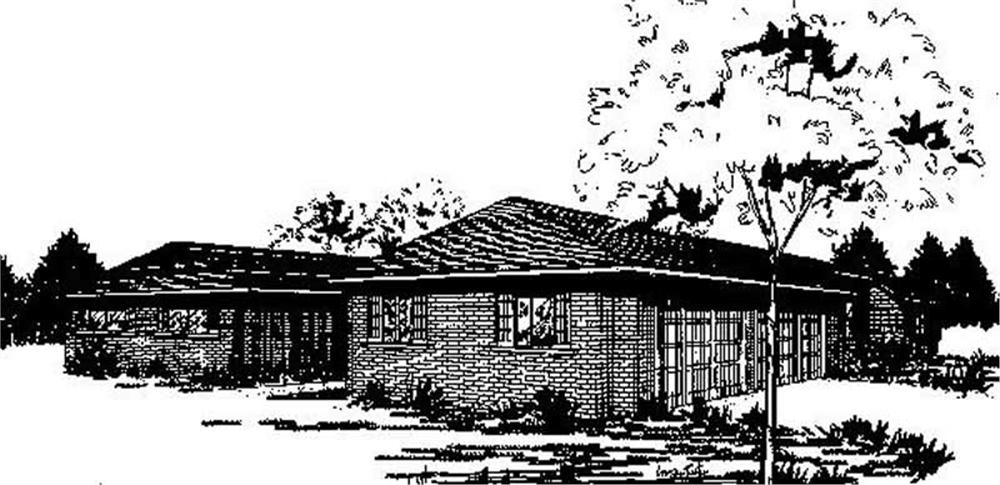 Front view of Ranch home (ThePlanCollection: House Plan #145-1699)