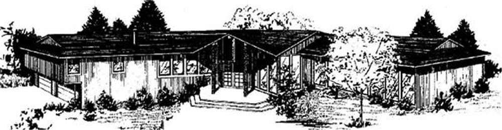Front view of Ranch home (ThePlanCollection: House Plan #145-1703)