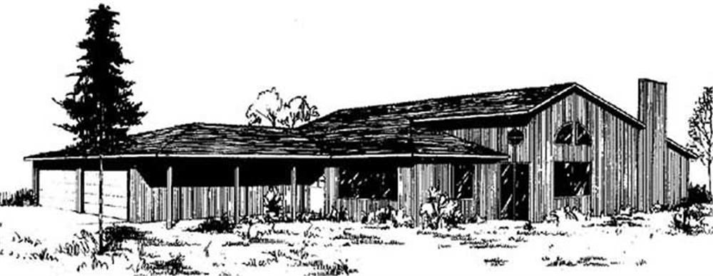 Front view of Ranch home (ThePlanCollection: House Plan #145-1711)