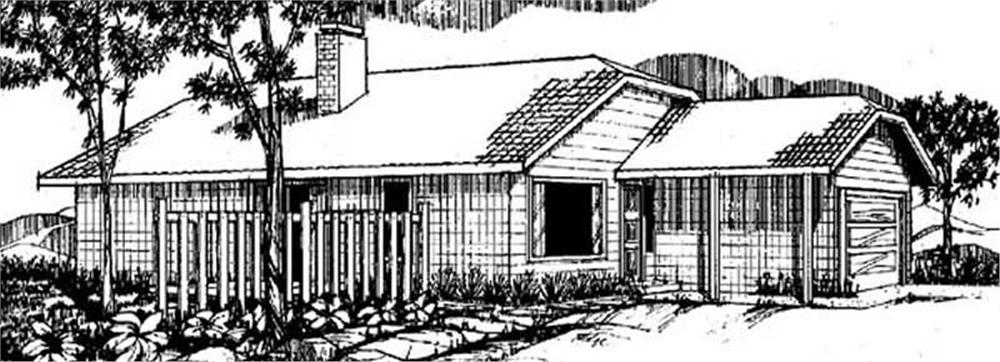 Front view of Ranch home (ThePlanCollection: House Plan #145-1712)