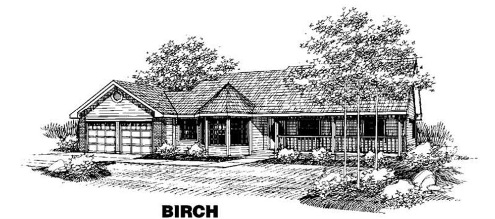 Front view of Ranch home (ThePlanCollection: House Plan #145-1719)