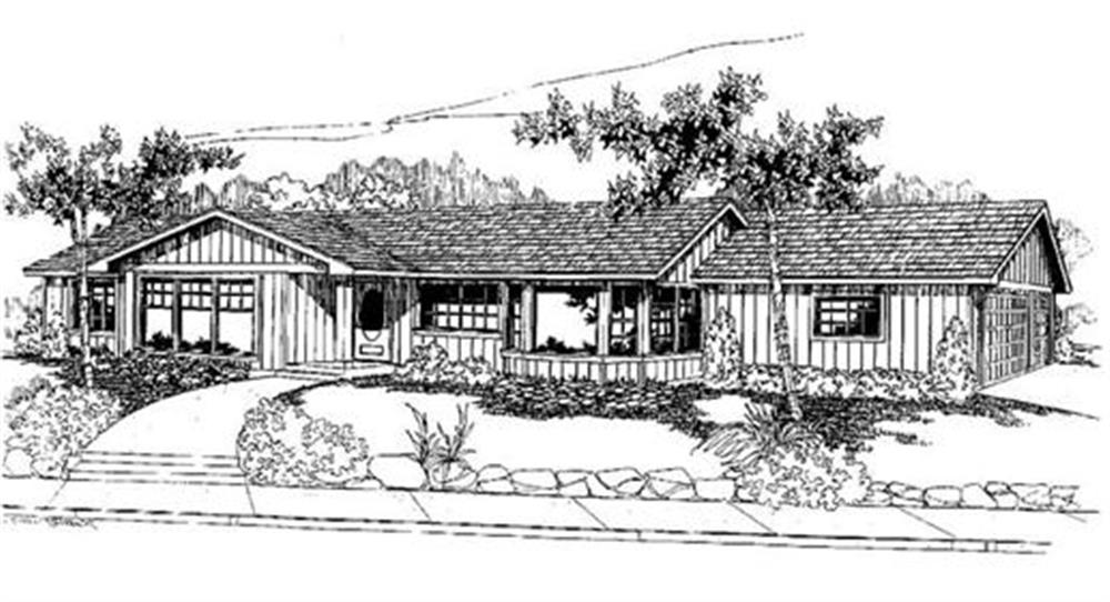 Front view of Log Cabin home (ThePlanCollection: House Plan #145-1722)