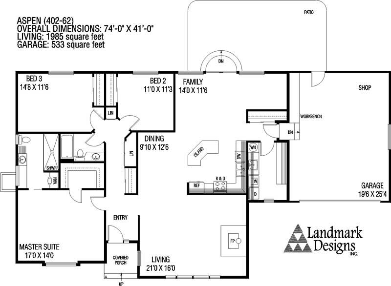 Floor Plan First Story of Contemporary Plan #145-1725