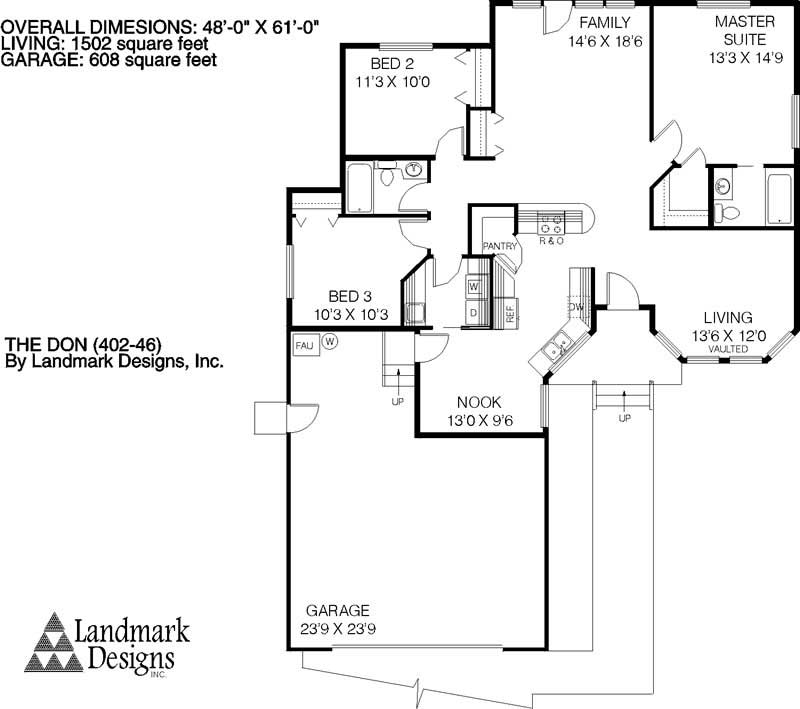 Floor Plan First Story of Ranch Plan #145-1726