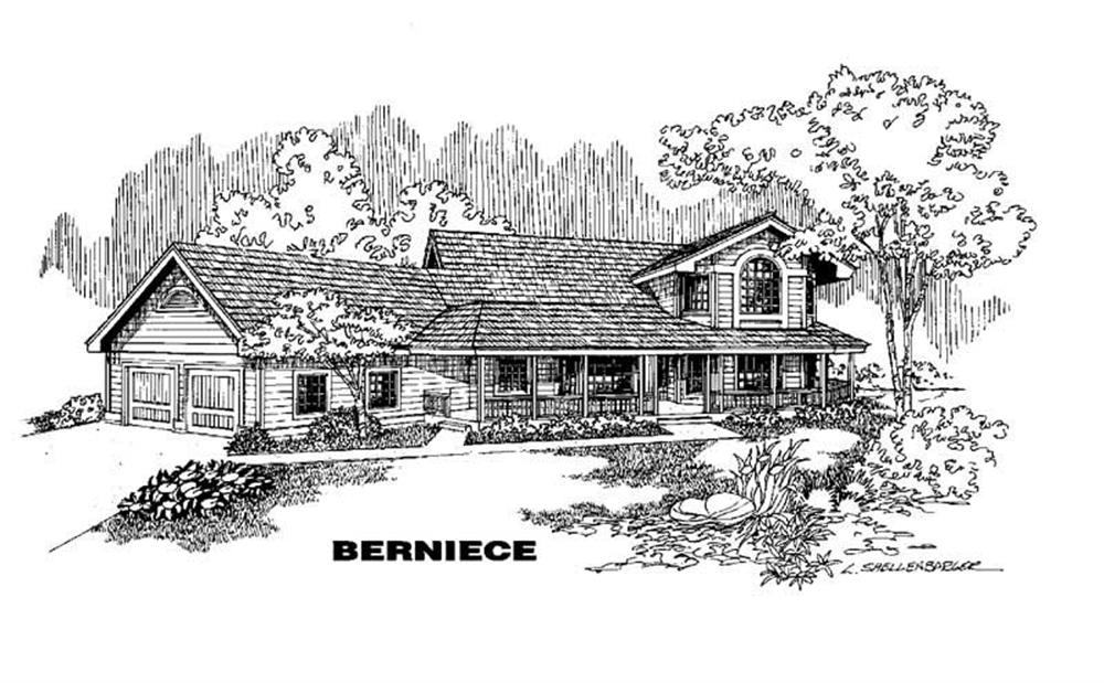 Front view of Country home (ThePlanCollection: House Plan #145-1729)