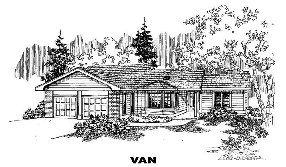 Front view of Ranch home (ThePlanCollection: House Plan #145-1730)