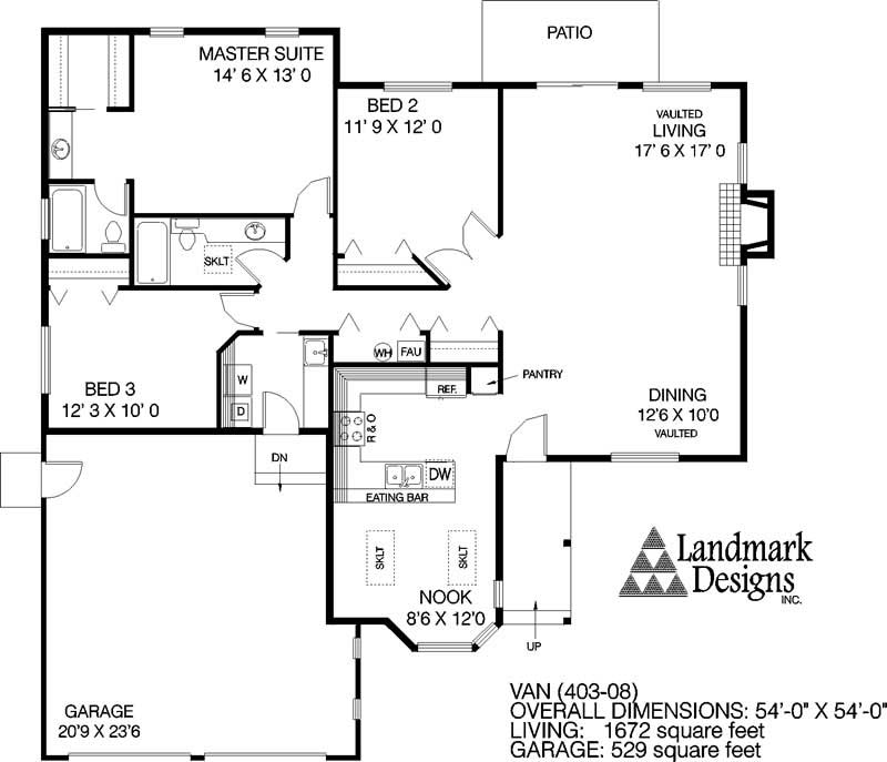 Floor Plan First Story of Ranch Plan #145-1730