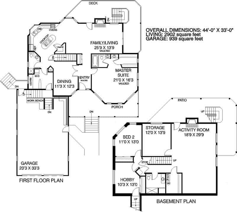 Floor Plan Main Level of Ranch Plan #145-1731