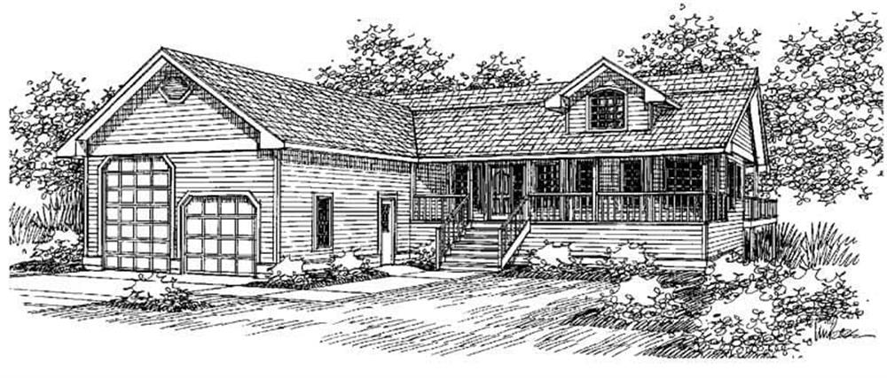 Front view of Ranch home (ThePlanCollection: House Plan #145-1731)