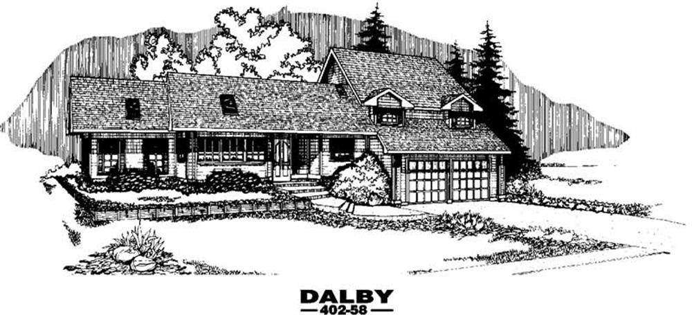 Front view of Country home (ThePlanCollection: House Plan #145-1732)