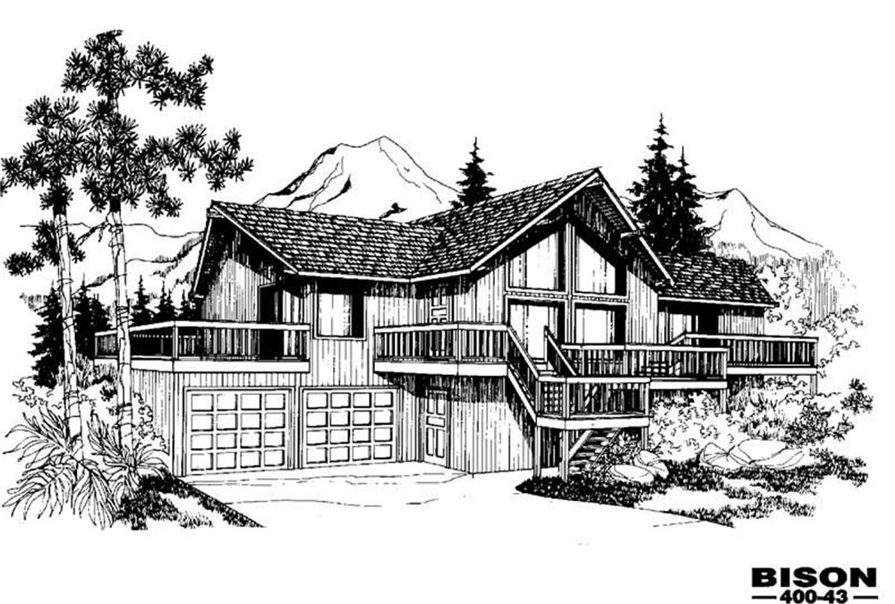 Front view of Contemporary home (ThePlanCollection: House Plan #145-1736)