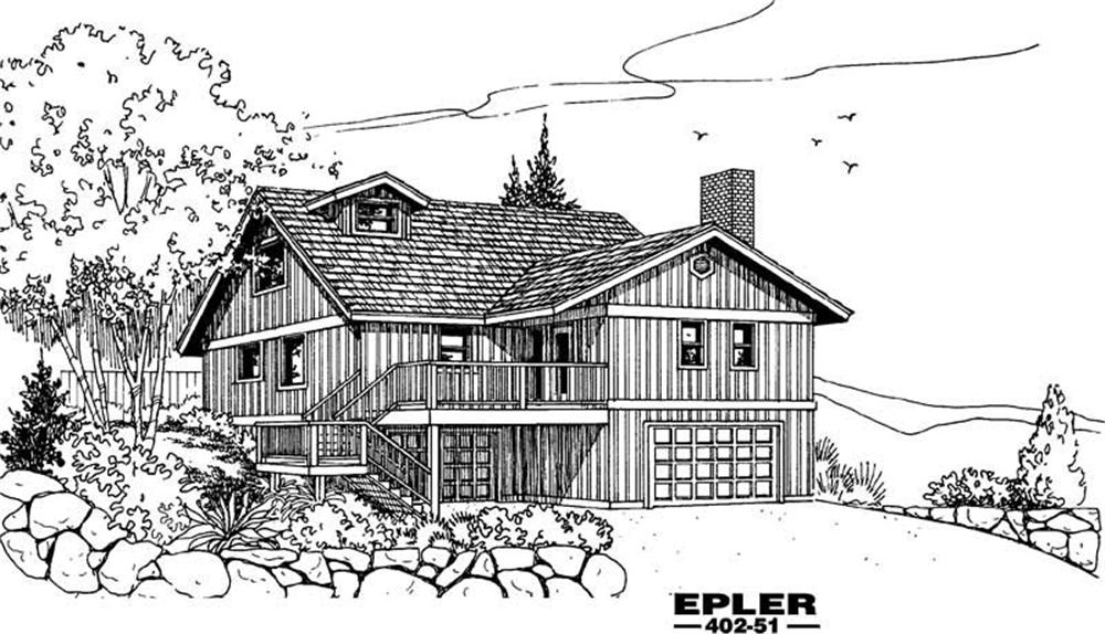 Front view of Country home (ThePlanCollection: House Plan #145-1738)
