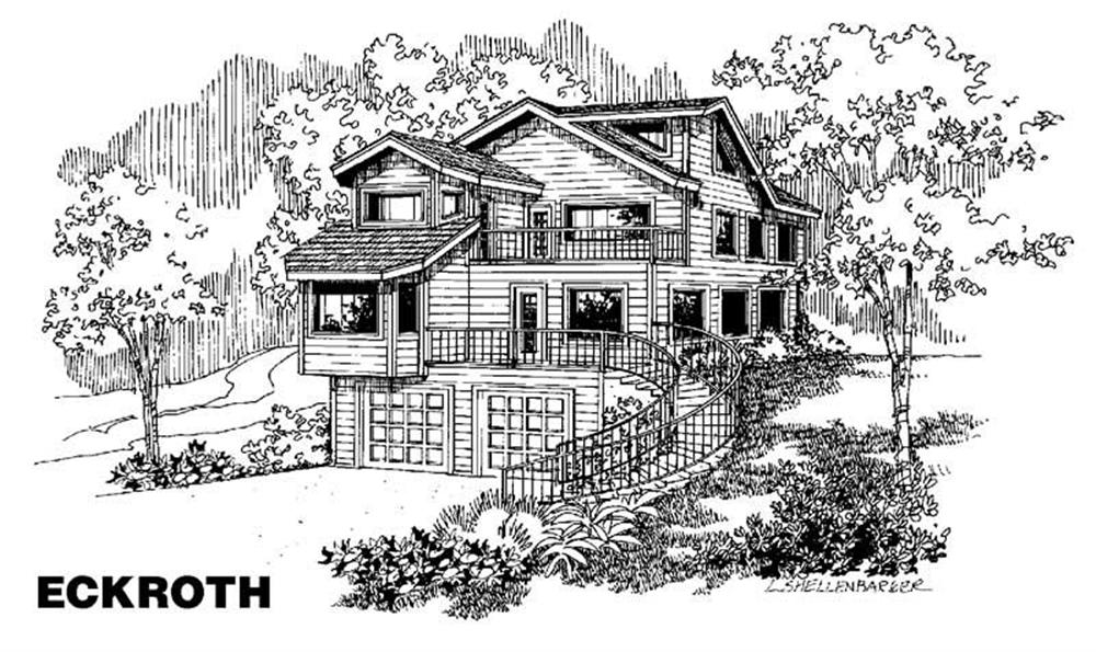 Front view of Contemporary home (ThePlanCollection: House Plan #145-1741)