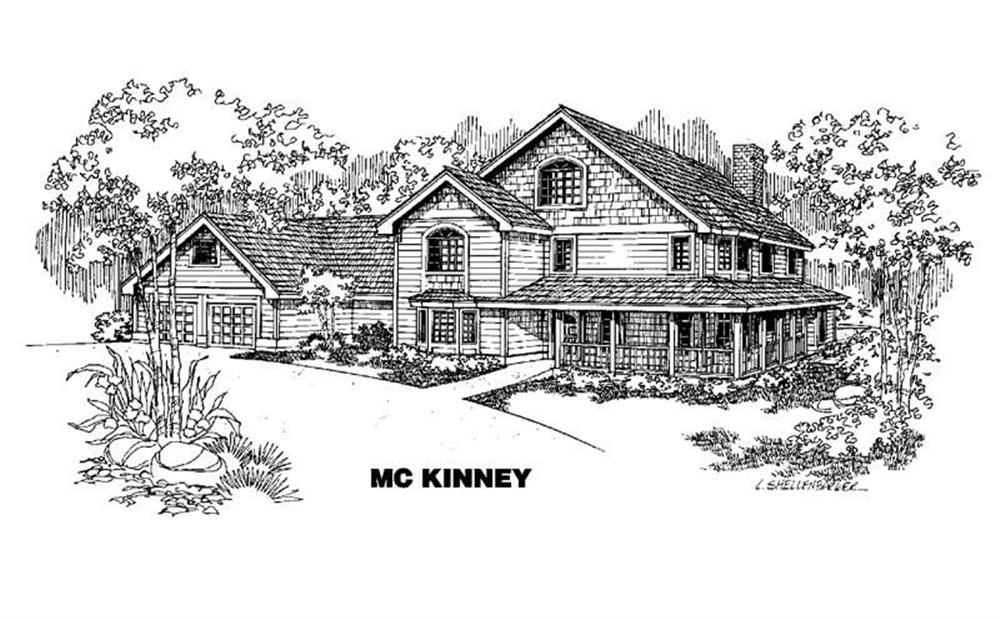 Front view of Country home (ThePlanCollection: House Plan #145-1742)