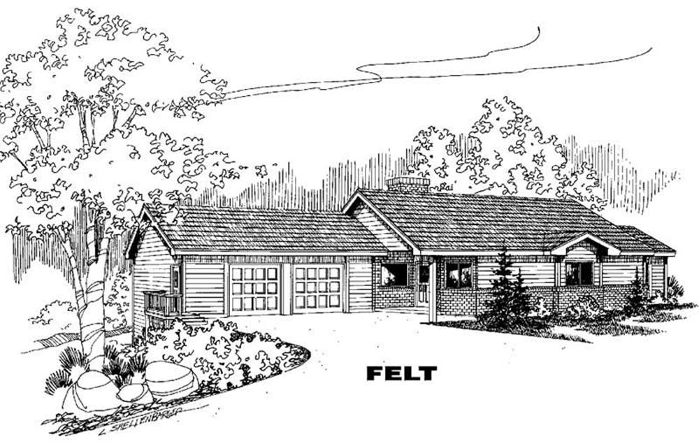 Front view of Ranch home (ThePlanCollection: House Plan #145-1743)