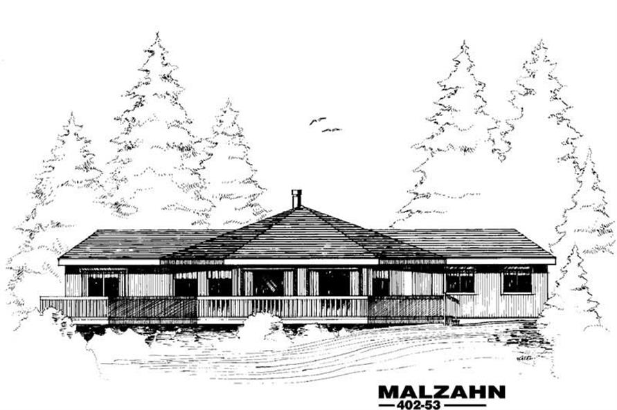Front view of Country home (ThePlanCollection: House Plan #145-1749)