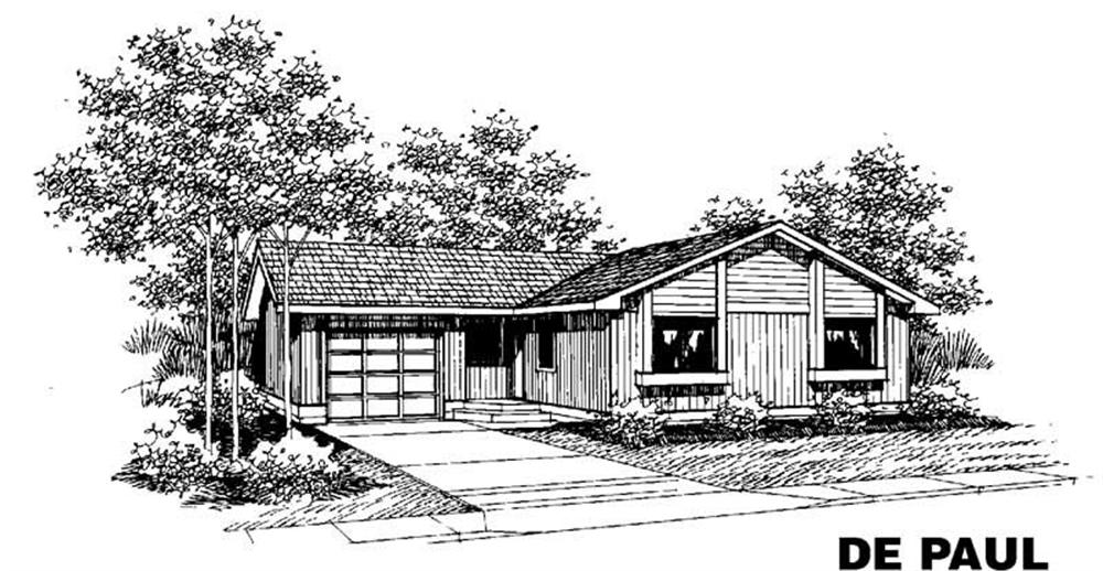 Front view of Ranch home (ThePlanCollection: House Plan #145-1752)
