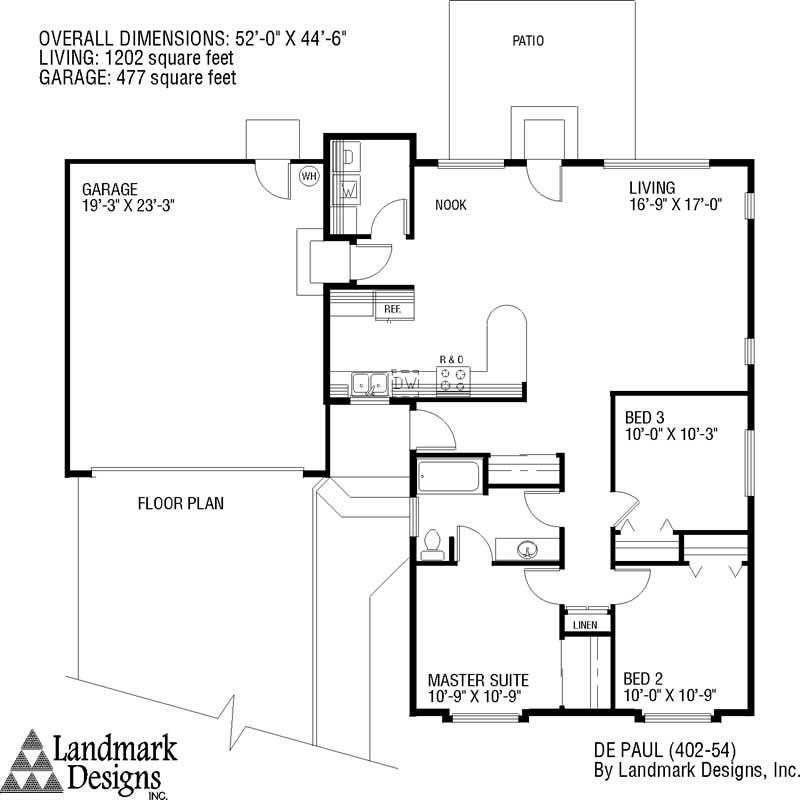 Floor Plan First Story of Ranch Plan #145-1752