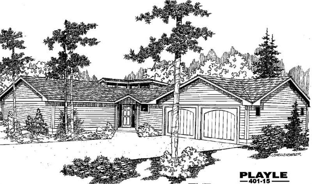 Front view of Country home (ThePlanCollection: House Plan #145-1757)