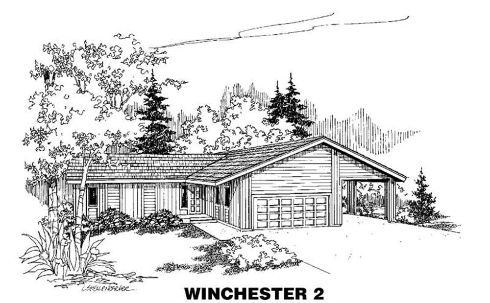 Front view of Ranch home (ThePlanCollection: House Plan #145-1758)