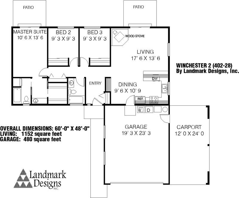 Floor Plan First Story of Ranch Plan #145-1758