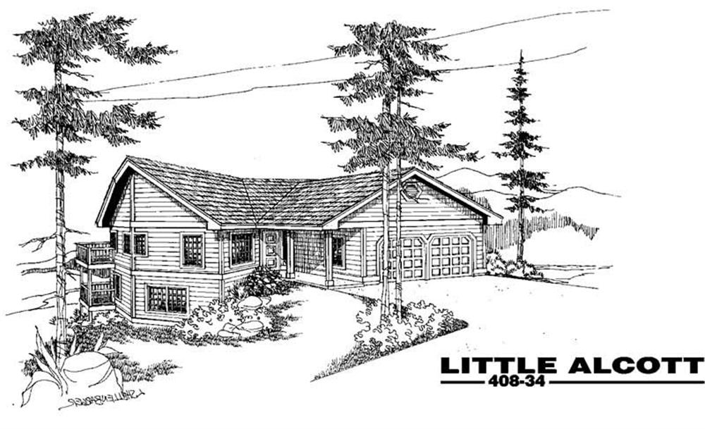 Front view of Country home (ThePlanCollection: House Plan #145-1779)